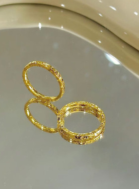 碎碎冰戒指女纯银999小众设计闭口素圈碎冰冰食指尾戒潮新年礼物