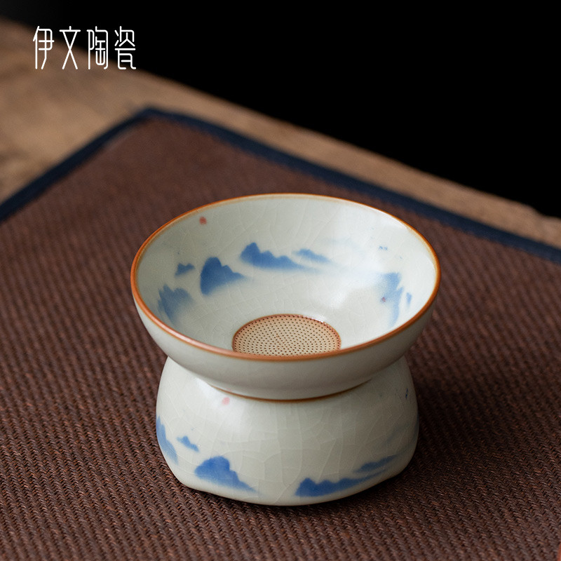 伊文陶瓷汝窑茶漏滤茶器一体茶滤高档茶叶过滤网单个茶隔泡茶器