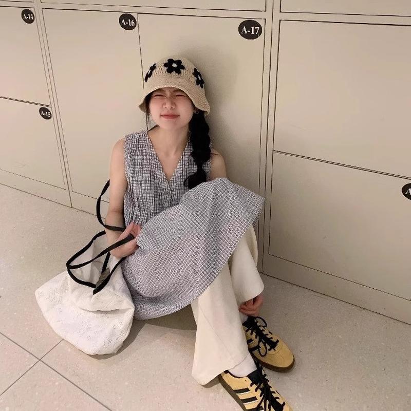 速发高品质韩系chic格子设计小众衬衫背心裙子女夏季薄款无袖外搭