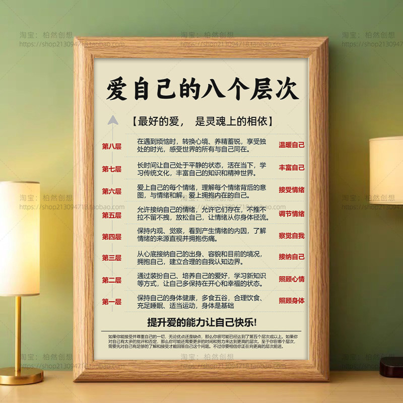 励志系爱自己的八个层次相框摆件办公室正能量桌面摆台礼物送朋友