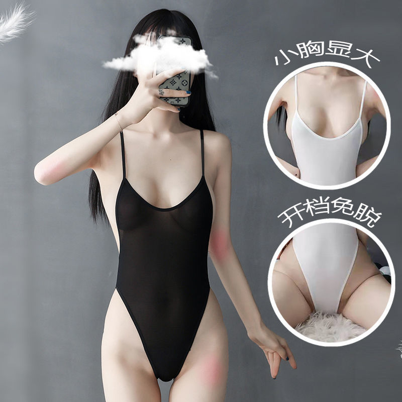 兜裆日系白丝艺术体操服开档丝袜死库水卡裆连体衣连身泳衣上衣