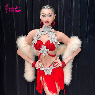 薇妮拉丁舞服表演服时尚连体花服2024新款钻服艺考流苏比赛舞服