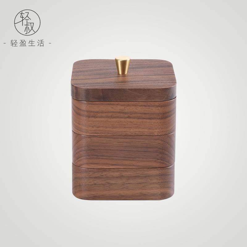 轻叔实木棉签盒牙线盒便携牙签盒黑胡桃木多层桌面收纳盒方形整木,收纳整理,桌面收纳盒,淘宝优惠券,粉丝福利购,淘宝优惠卷