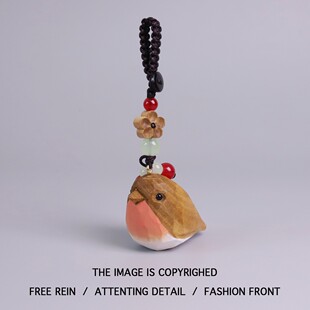 送TA一只知更鸟！木雕小鸟肥啾挂件钥匙扣可爱书包包挂件生日礼物