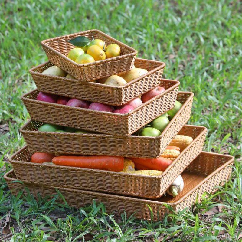 篮陈列超市篮编织堆收纳藤编蔬菜储物生鲜框筐水果店货架仿头面包,收纳整理,零食收纳筐,淘宝优惠券,粉丝福利购,淘宝优惠卷