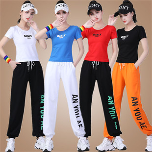 春夏短袖 套装 健身操舞蹈服团体运动 女新款 25轻奢杨丽萍广场舞服装