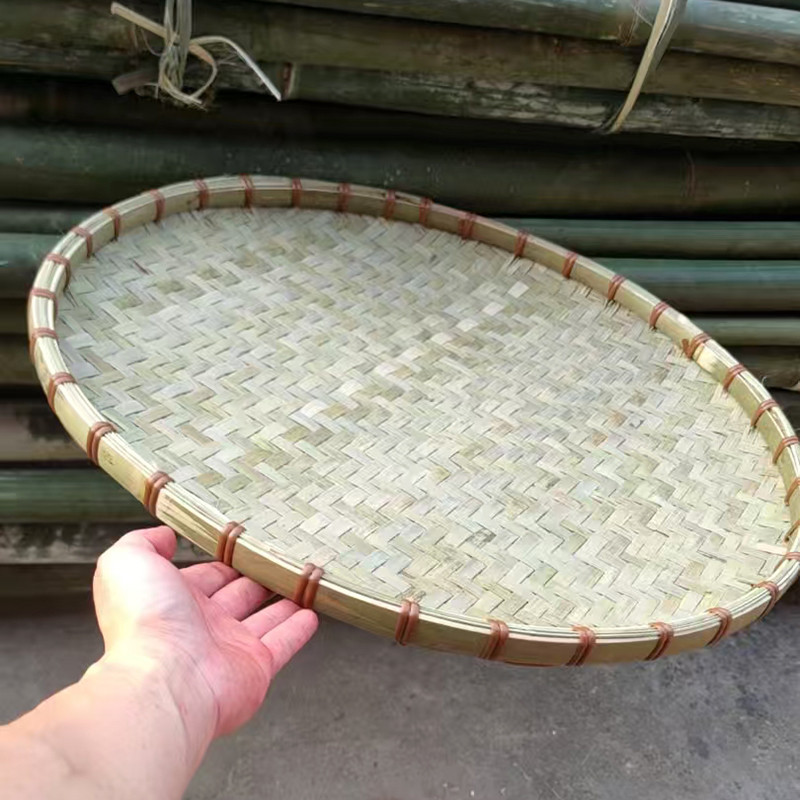 竹编簸箕茶叶晾晒农家用手工圆形特大号幼儿园绘画装饰商用大中小图片