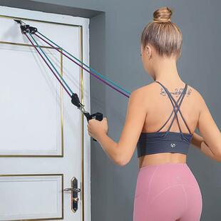 拉力绳居家拉力器肩挂健身女门练弹力带开家用弹力绳胸练背神器