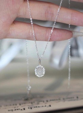999纯银白玉髓项链女款2025年新款高级感小众百搭吊坠母亲节礼物