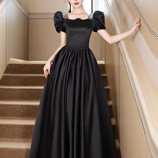 黑色晚礼服女高级感长裙礼服高端轻奢小众宴会气质主持人生日 新品