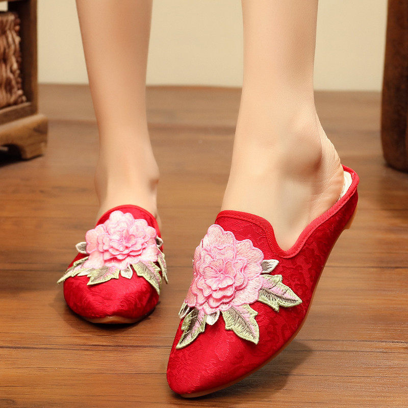 推荐新款中国风布鞋夏季凉拖鞋绣花女拖鞋平跟外穿拖鞋女时尚百搭