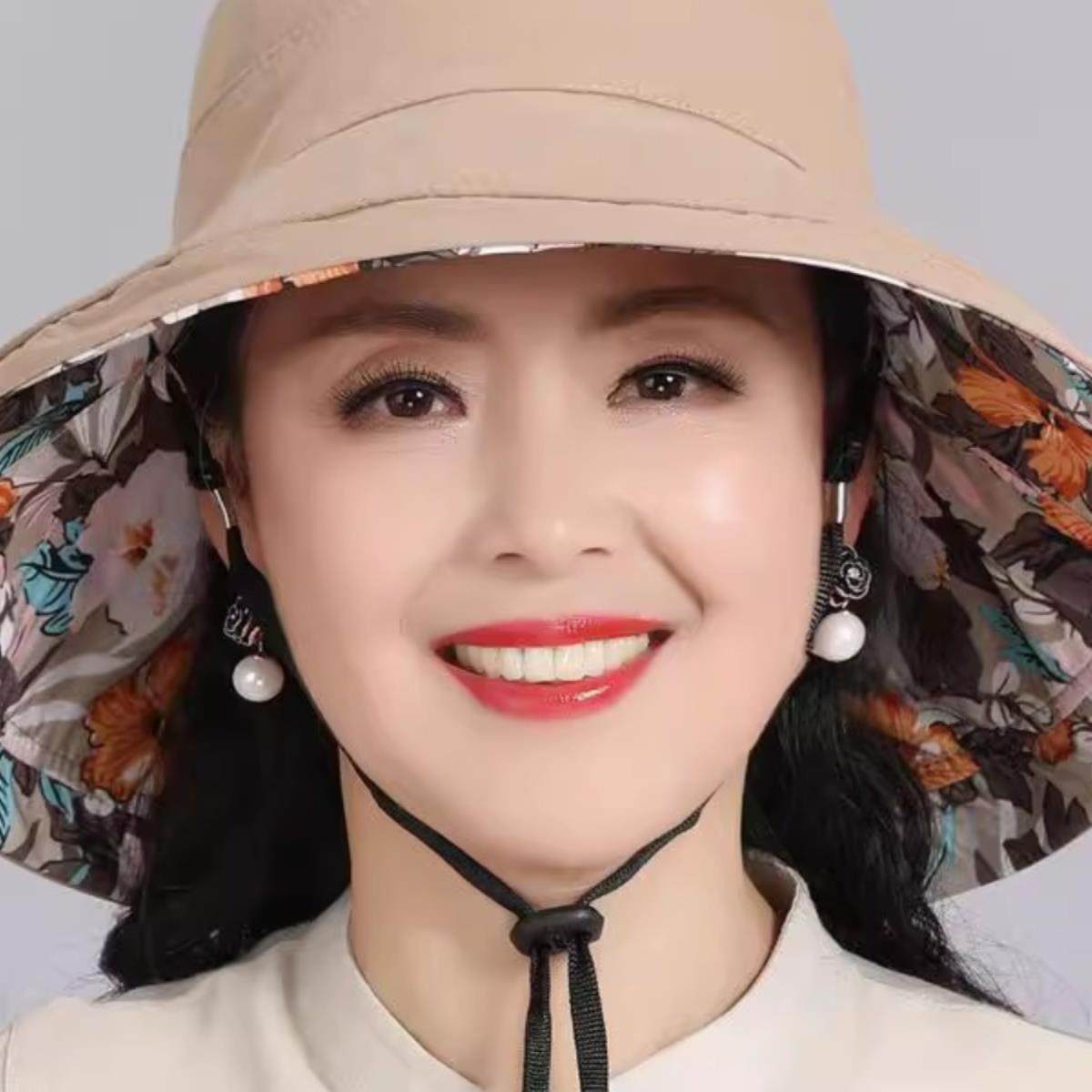 帽子女夏天中老年人百搭田园碎花盆帽女凉帽折叠妈妈遮阳帽太阳帽,居家日用,挡雨帽,淘宝优惠券,粉丝福利购,淘宝优惠卷