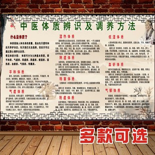 中医九种体质辨别中医养生大挂图装饰画美容院养生挂画海报图广告
