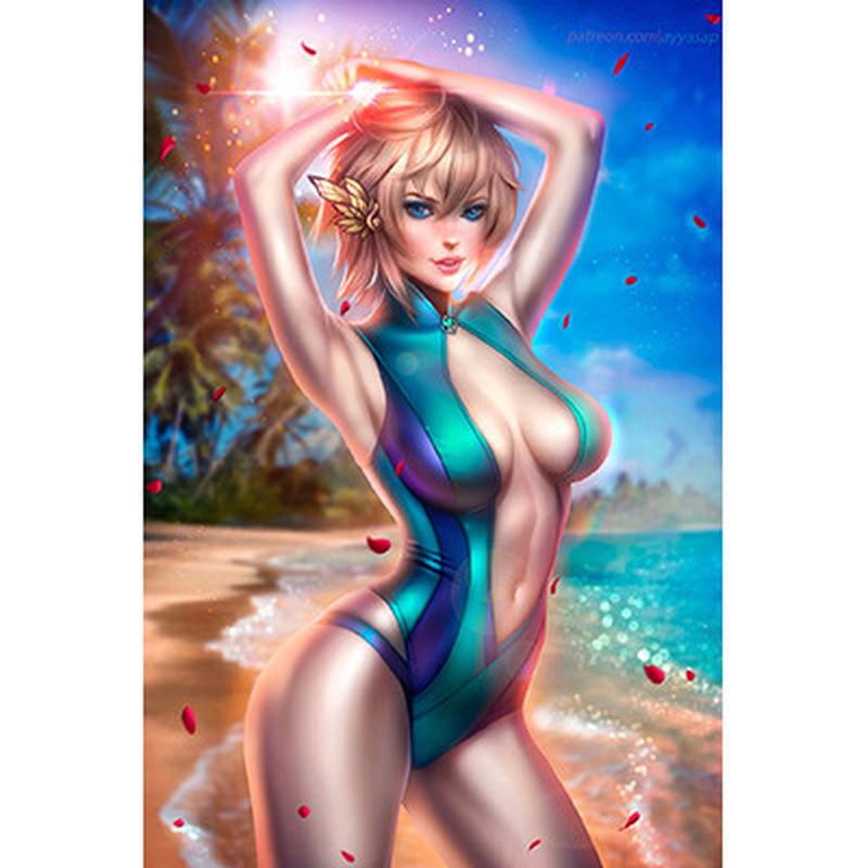 人体人物真人写实艺术油画酒店装饰挂画美少女动漫海报粘贴女体画图片
