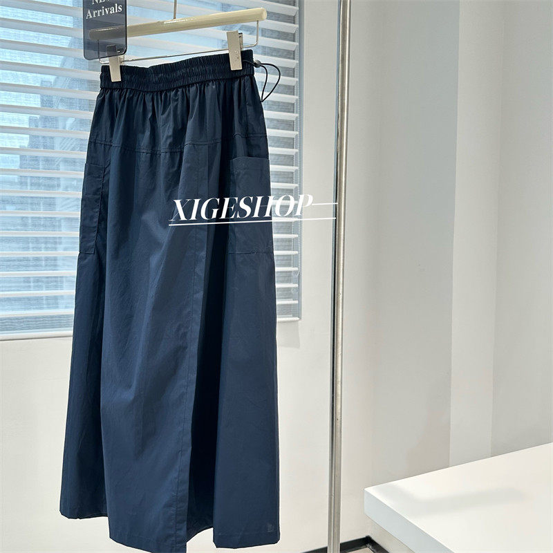 藏蓝色侧口袋工装中长款女夏季轻薄透气松紧腰抽绳阔腿裙裤,女装/女士精品,半身裙,淘宝优惠券,粉丝福利购,淘宝优惠卷