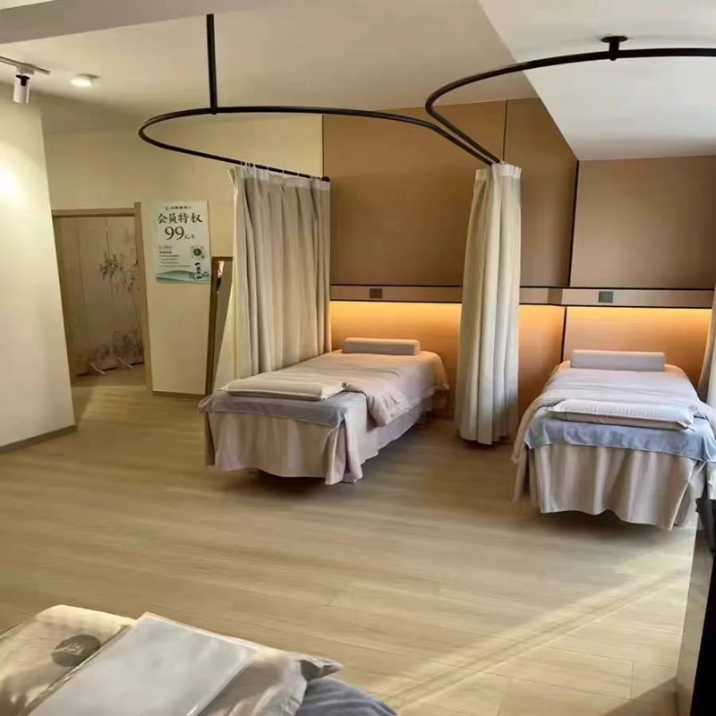 网红黑色U型窗帘杆美容院美容床理疗隔断布帘养生馆专用围帘支架