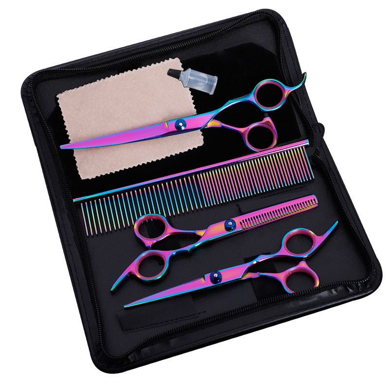 狗狗宠物剪刀剪毛套装泰迪彩色美容工具修毛剪翘剪弯剪打薄剪