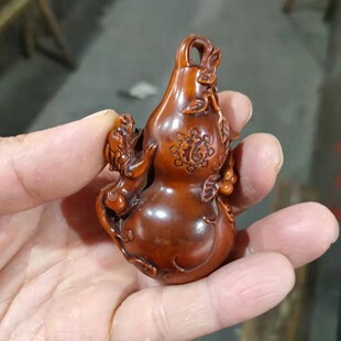 复古批发做旧收藏黄杨木貔貅葫芦小赏玩件新品收藏木质工艺品
