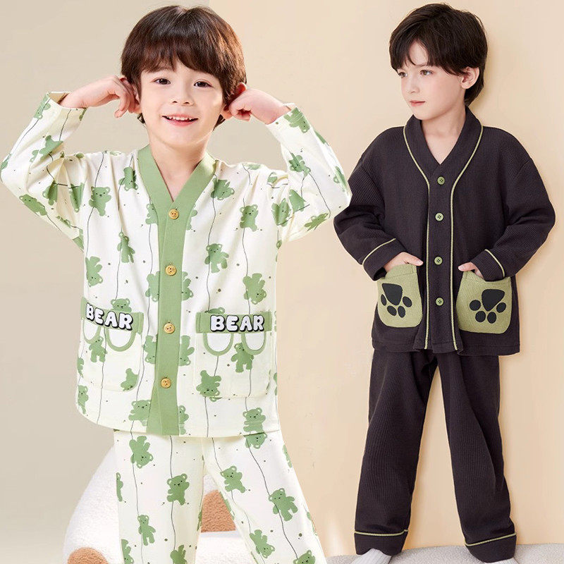 春秋季儿童纯棉睡衣套装男童夏季全棉开衫长袖男孩卡通空调家居服,童装/婴儿装/亲子装,家居服套装,淘宝优惠券,粉丝福利购,淘宝优惠卷