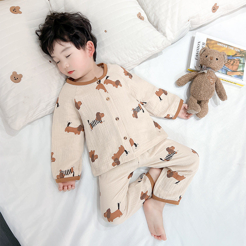 男童纯棉纱布睡衣2025春秋新款儿童空调服卡通长袖开衫家居服套装,童装/婴儿装/亲子装,家居服套装,淘宝优惠券,粉丝福利购,淘宝优惠卷