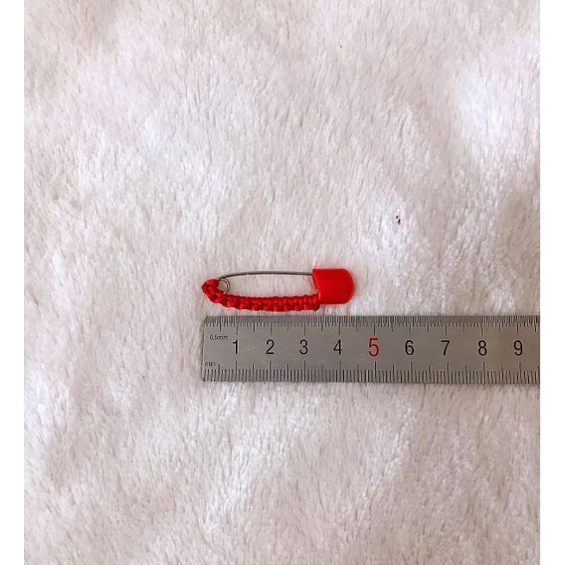 婴幼儿童宝宝孕用小号安全别针4.2cm小红绳G型编织胸针5枚装