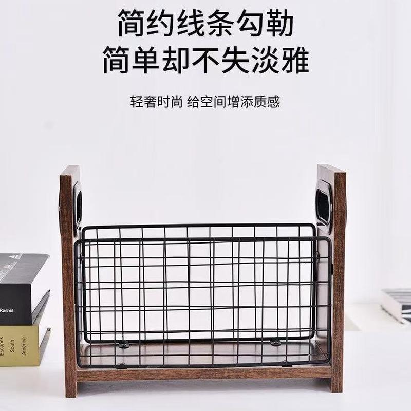 木制收纳架铁网收纳筐桌面玩具零食文件收纳手提唱片整理
