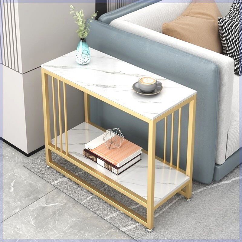 j浹1客厅边几轻奢沙发边几极窄小茶几长方形窄茶几家用铁艺置物架
