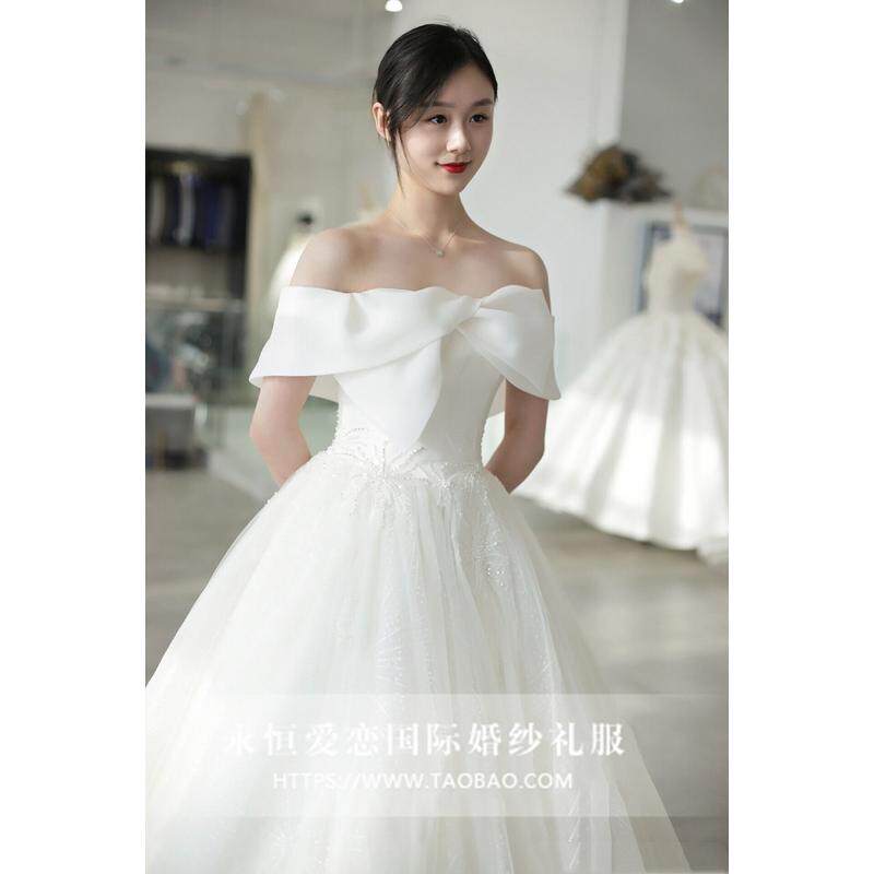 直销法式主婚纱2025新款气质公主超仙显瘦高级感宫廷风高端一字肩