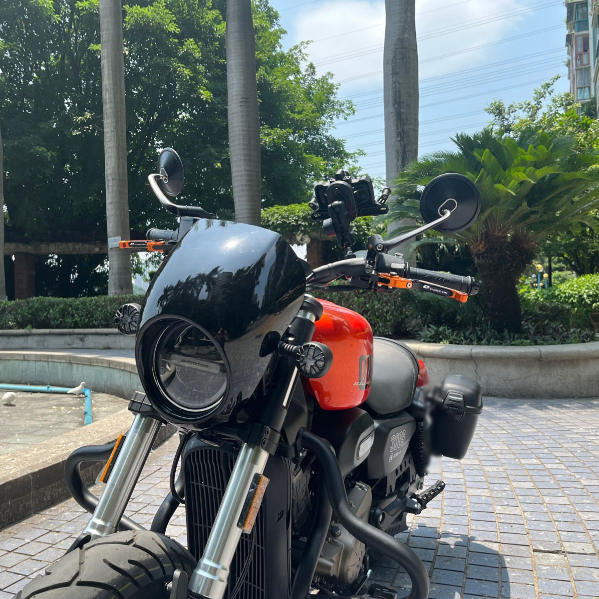 适用钱江闪500s 闪300s 闪350改装配件刹车牛角手把手柄离合拉杆