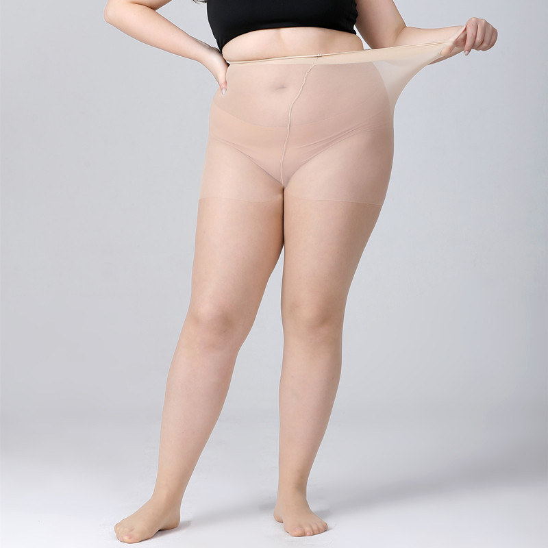 轻奢高货特大码丝袜400斤胖mm防勾丝黑肉色夏季超薄款连裤袜加长
