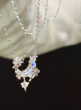 星月999纯银项链女士轻奢小众高级感月光石吊坠颈链2024新款爆款