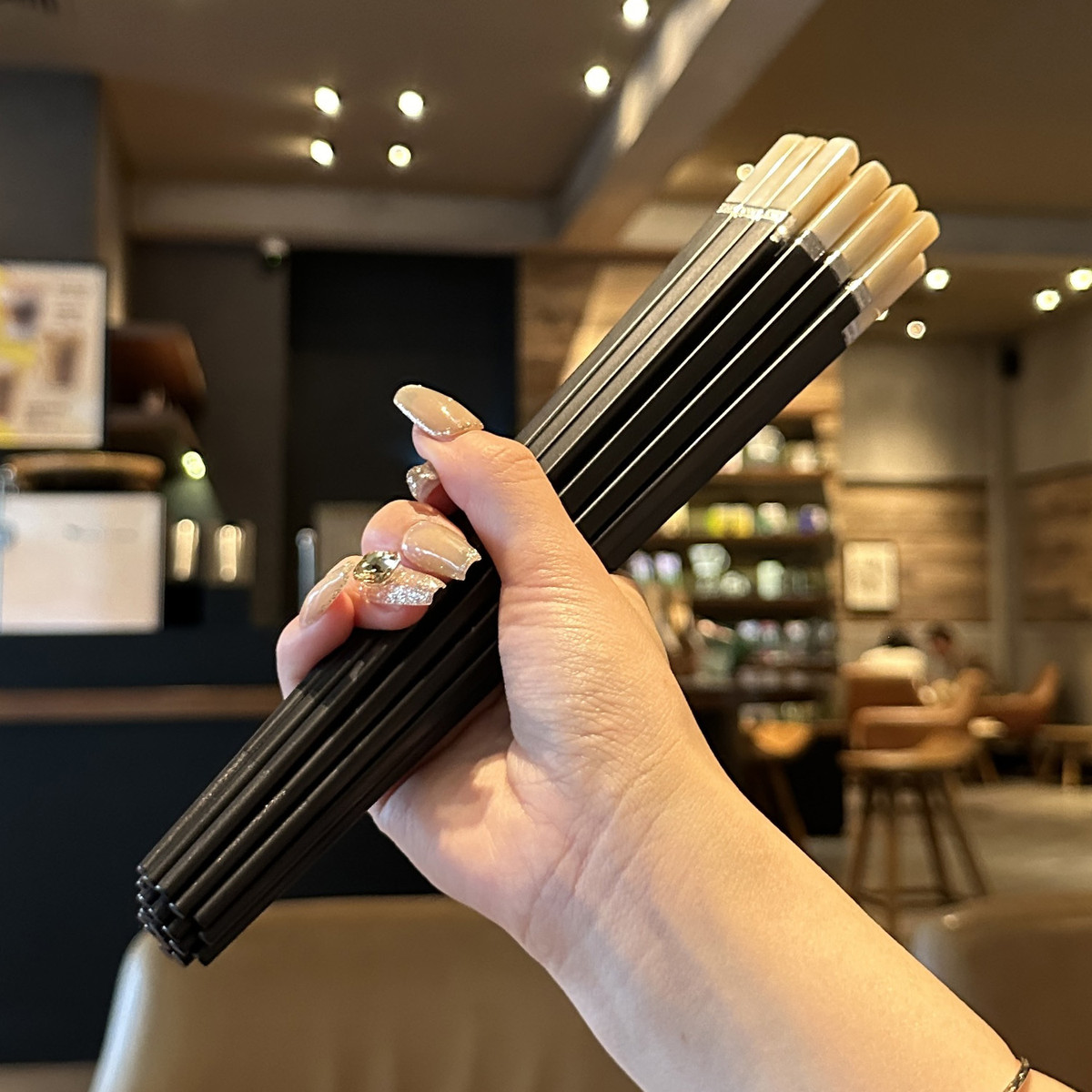 高级货小资风～仿玉石合金筷子防滑耐高温消毒柜可用精致筷子套装
