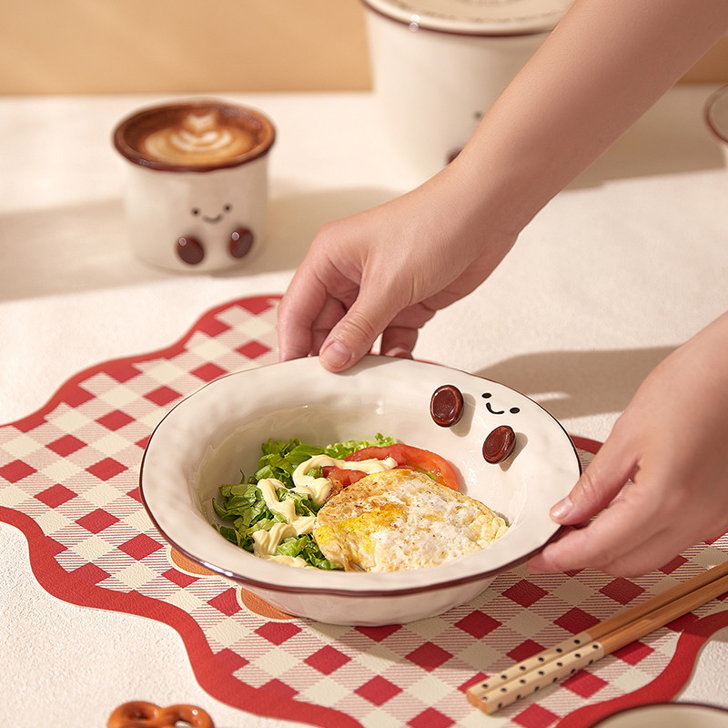 陶瓷盘子酸奶碗家用餐具碗具草帽盘特别好看的泡面碗沙拉碗马克杯