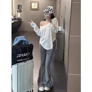 运动套装 松弛感薄款 高货欧货时尚 女夏季 两 宽松防晒罩衫 高腰微喇裤