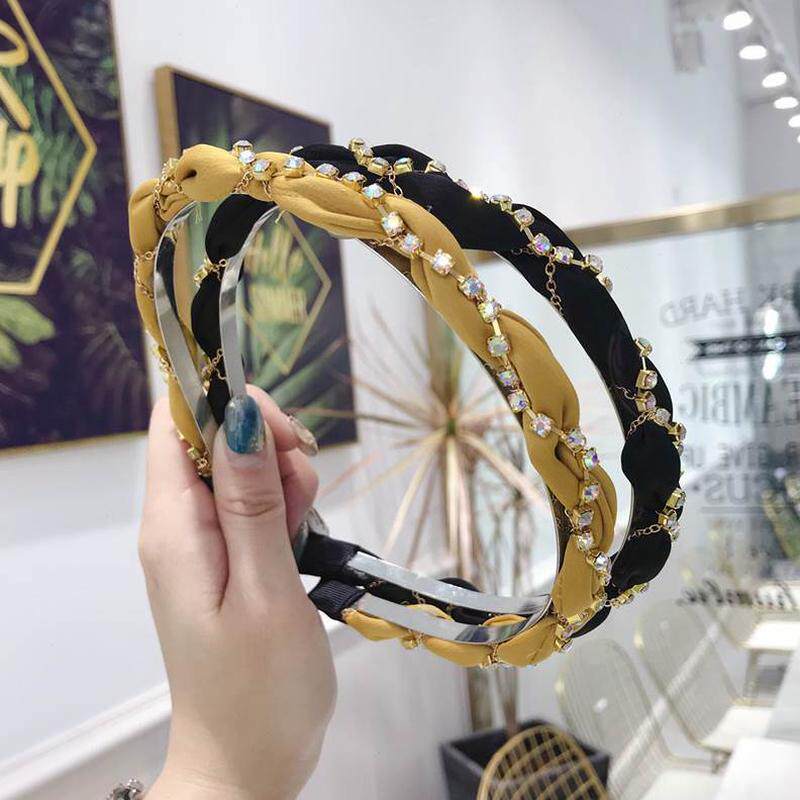 质韩版约韩国头箍条细发饰发箍边新款手工编织超闪压发钻女士品