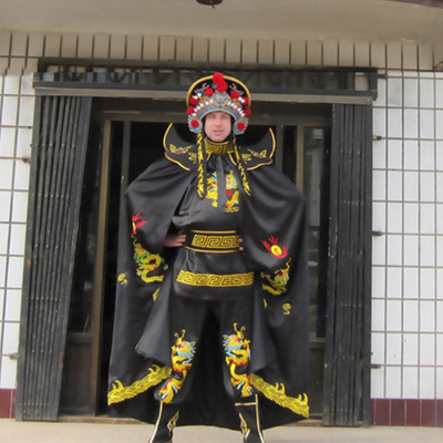 川剧变脸服装道具整套舞蹈服出租 四川变脸衣服全套刺绣黑色租赁