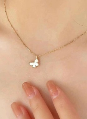 贝母蝴蝶999纯银项链女轻奢小众 2025年新款爆款锁骨链送闺蜜女友