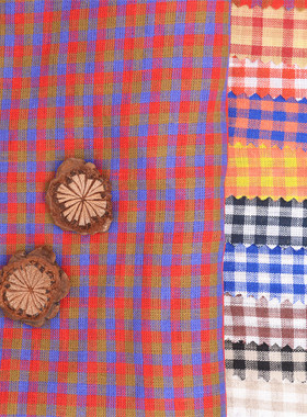 2020年新品纯亚麻色织格纯麻用布面料休闲文艺女装服装格子现货