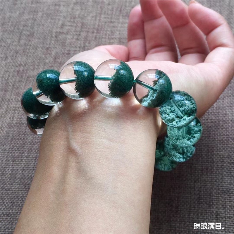 天然巴西绿幽灵聚宝盆手链千层金字塔水晶手串单圈男女款招财转运