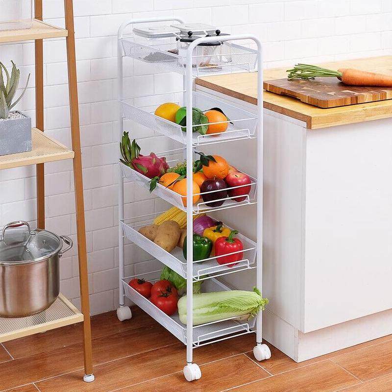 落地轮多层厨房蔬菜置物架可移动菜架带收纳筐放家用菜篮子水果菜,厨房/烹饪用具,果蔬置物架/篮/框,淘宝优惠券,粉丝福利购,淘宝优惠卷