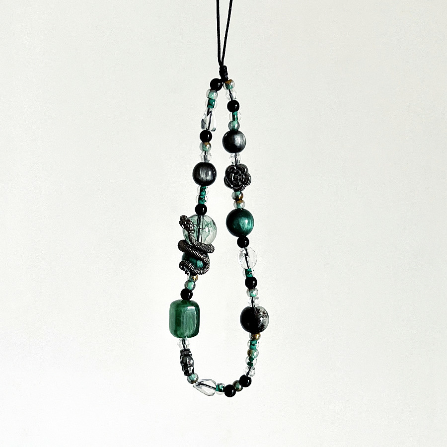 降雨幾率原创设计手机链绿黑小众高级蛇年手机挂绳ccd相机链