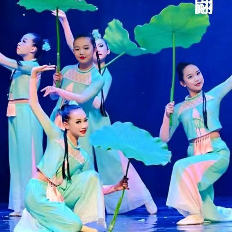 小荷叶舞蹈服荷叶翩翩莲叶翩翩演出服古典舞表演服江南可采莲道具