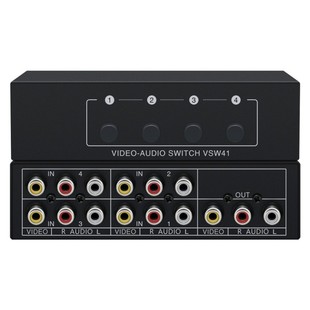 AV音视频切换器4进1出RCA接口4x1共享4口黄红白3莲花CVBS监控切换