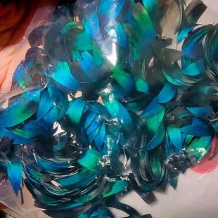 仿点翠羽毛孔雀毛已上浆仿点翠材料手工制作耳环发簪胸针材料