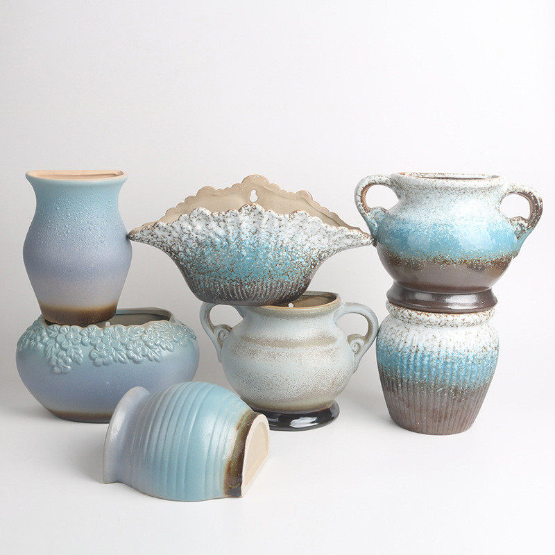 创意壁挂陶瓷花瓶水培花器绿植窑变花盆迷你鱼缸家居墙面装饰花瓶