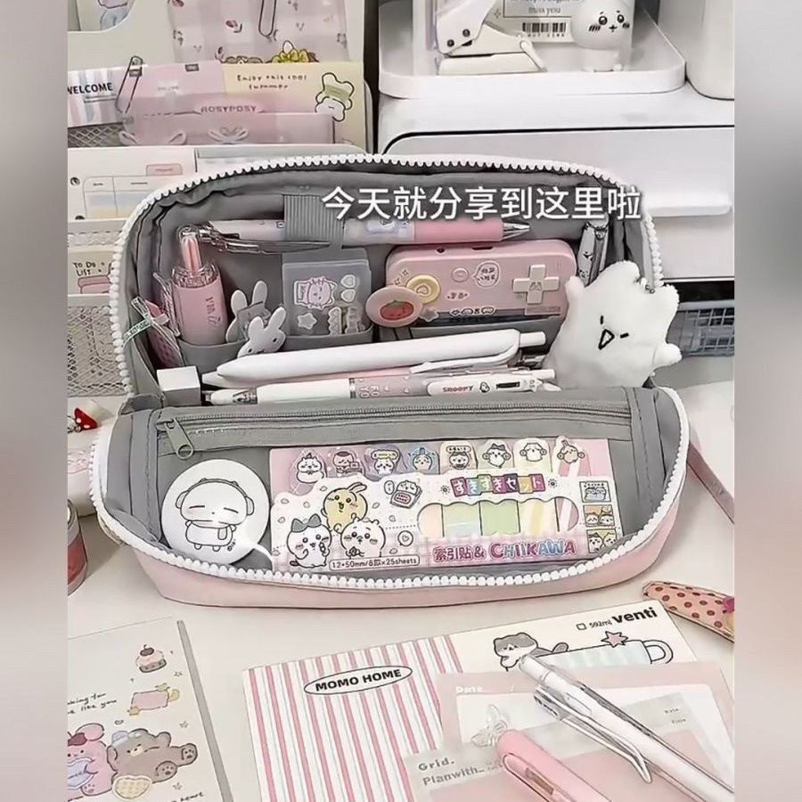 折叠笔袋新款日系个性翻折笔袋简约少女文具收纳袋大容量磁吸多功