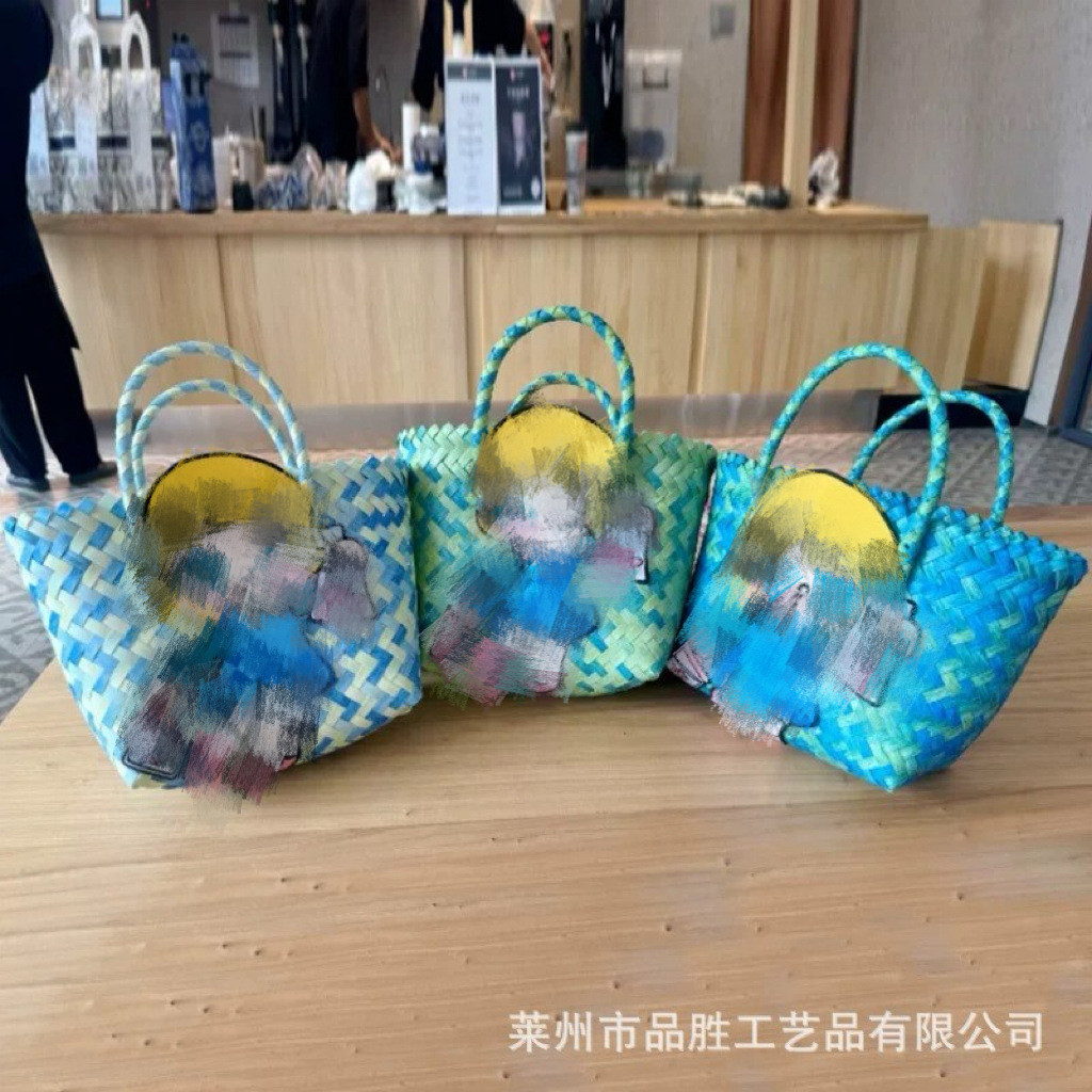 大容量甜酷菜篮子手工编织包外出上班百搭通勤女士手拎DIY编织包