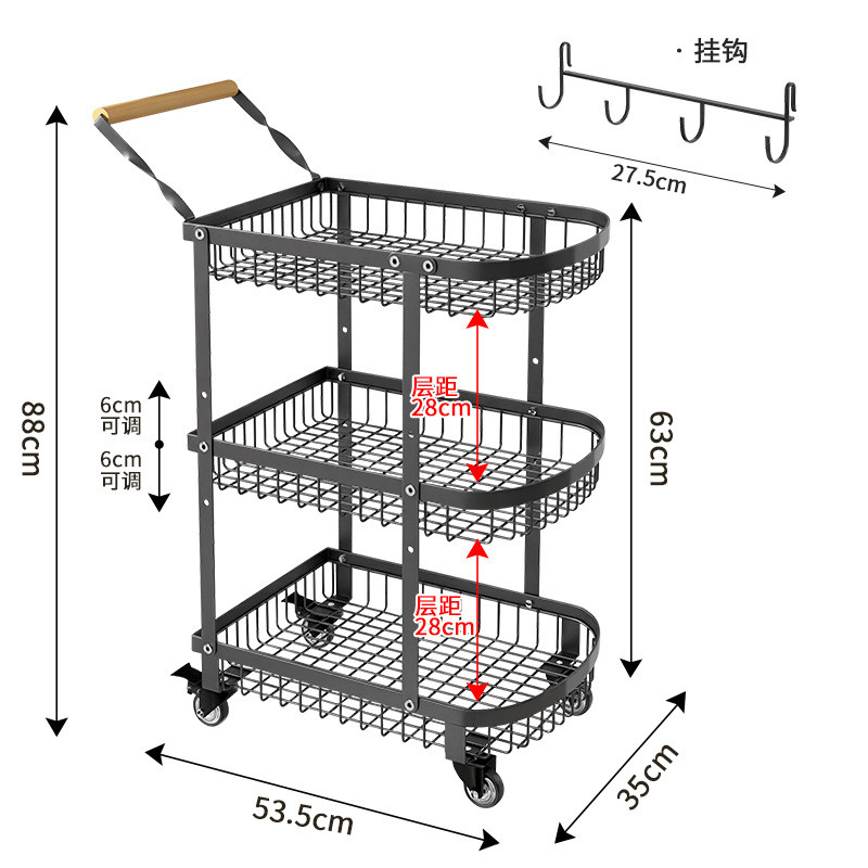 三层手推螺丝刀重型金属工具车手电钻五金工具架落地可移动置物架