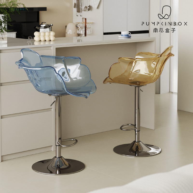 亚克力可升降高脚椅法式轻奢北欧透明岛台椅高凳咖啡厅网红酒吧椅