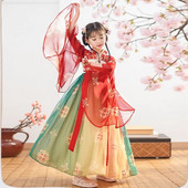 广袖 红色春秋新装 2025中国风儿童襦裙古装 超仙